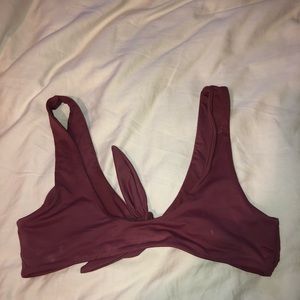 Mauve pink tie front bikini top